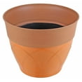 thumbnail image 2 of Garden Elements Plastic Indoor/Outdoor Colored Planter with Terra Cotta-Colored Rim, Lightweight, Durable, and Versatile with Drainage Holes, Orange, 15", 2 of 5
