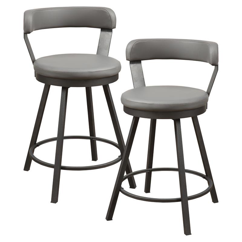Lexicon Appert Metal Swivel Counter Height Chair in Gray (Set of 2