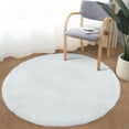 thumbnail image 6 of Goolela Round Rug 4ft White Area Rug Faux Fur Rabbit Rug Fluffy Fuzzy Circle Rug for Living Room Furry Plush Rug for Bedroom Nursery Teen Room, 6 of 9