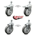 thumbnail image 2 of 5 Inch Thermoplastic Rubber Swivel ½ Inch Stem Caster Set 2 Total Lock Brake SCC, 2 of 2