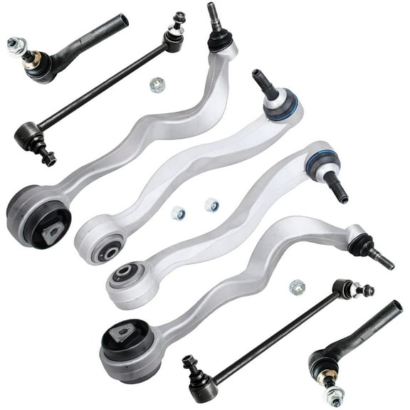 Detroit Axle - Front 8pc Control Arms Kit for BMW 525i 528i 530i 535i 545i 550i M5, 4 Lower Rearward & Forward Control Arms 2 Sway Bar Links 2 Outer Tie Rods Replacement