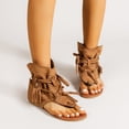 thumbnail image 2 of Sandalias femeninas estilo europeo y americano retro borla plana sandalias con punta hueca de gran tamaño, 2 of 4