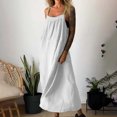 thumbnail image 2 of Rvkxad Women's Casual Dresses Under $10 Spaghetti Strap Casual Spring Dresses Flowy Boho Linen Sundress Loose Sleeveless Beach Long Maxi Dress White 4XL, 2 of 5