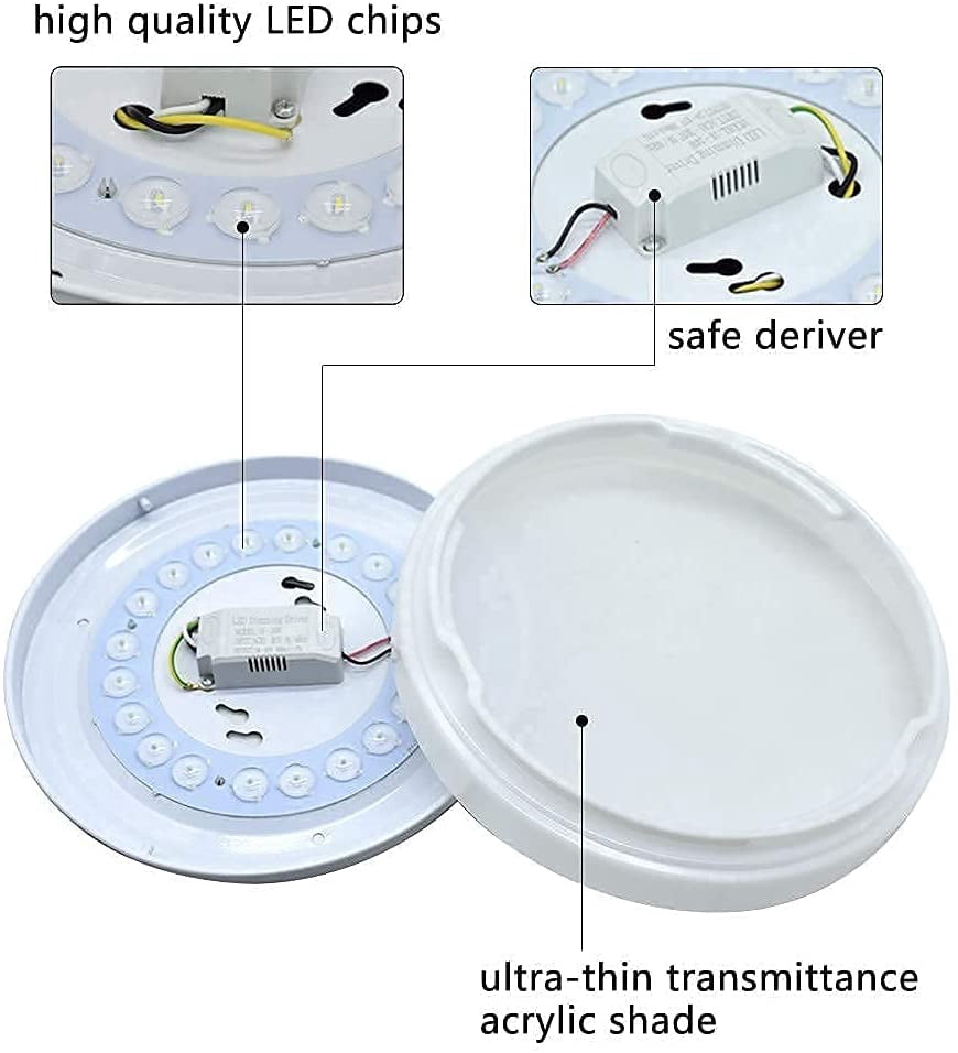 Depuley20W Led Flush Mount Ceiling Light Fixture, Waterproof Led Ceiling Lights, 10 Inch 6000K Daylight 1650lm 100W Equivalent Bathroom Ceiling Lamp for Kitchen, Laundry, Bedroom, Hallway, Non Dimmabl