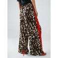 thumbnail image 5 of Women'S Cheetah Print Wide Leg Baggy Pants Y2k Side Loose Streetwear Trousers Brown XL, 5 of 8
