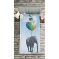 thumbnail image 3 of Ambesonne Animal Quilted Bedspread Set 2 Pcs, Baloons Sky Art, Twin Size, Multicolor, 3 of 3