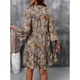 thumbnail image 2 of Multicolor Floral Print V-Neck Ruffled Hem Long Sleeve Mini Dress For Women Casual Summer Dress, 2 of 7