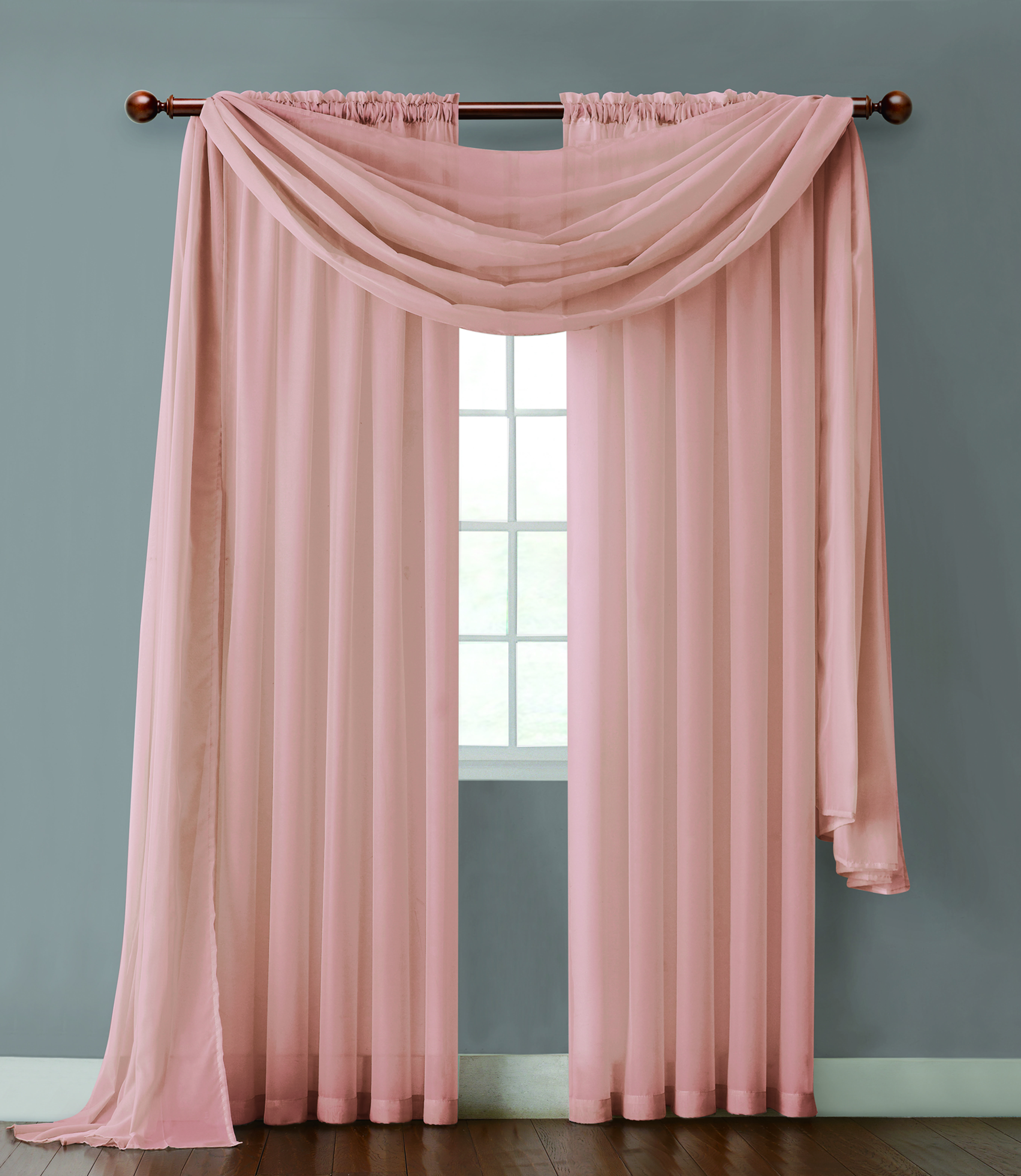 VCNY Home Infinity Sheer Rod Pocket Window Curtains, Multiple Sizes