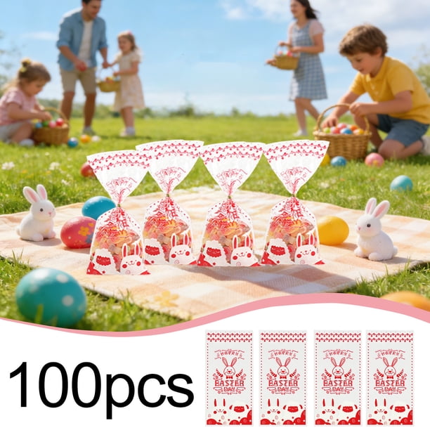 Contenedores de almacenamiento, bolsas de plástico transparente para dulces, decoración de huevos de conejo, bolsas de plástico OPP para dulces, bolsas de plástico para regalo