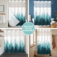 thumbnail image 5 of No Hook Shower Curtain with Snap in Liner, Tree Forest Shadow Botanical Plants Waterproof Bath Curtain Double Layers with See Through Top Window, Teal Gradient on White Hotel Shower Curtains 36x72in, 5 of 9