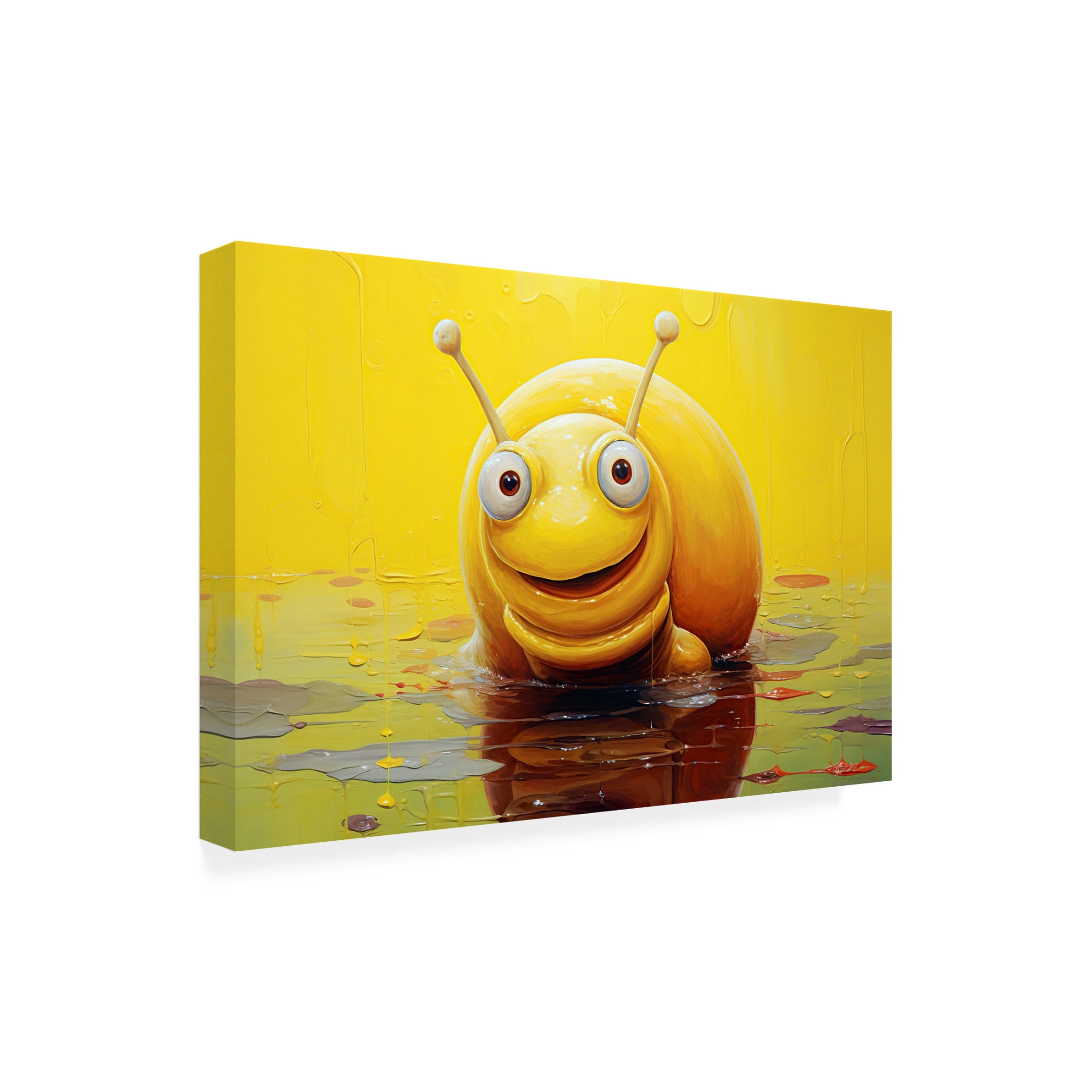 Canvas Wall Art - Momart 'Yellow Snail' Wall Art for Living Room, Bedroom, or Office Décor by Trademark Fine Art - 19 x 12 Inches