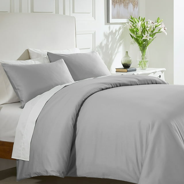 California Design Den Duvet Cover - 400 Thread Count 100% Cotton, 3 Piece Sateen Weave Bedding Set, Soft Luxury Comforter Cover and Two Pillow Shams, with Button Closure and Corner Ties