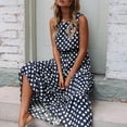 thumbnail image 2 of JINMGG Summer Dresses for Women under $10,Women Dot Printing Sleeveless O Neck Long Dress Evening Party Dress, 2 of 7