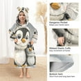 thumbnail image 4 of joogoo Wearable Blanket Hoodie for Kids Cute Penguins Flannel Oversized Sweatshirt 3-14 Years L, 4 of 7