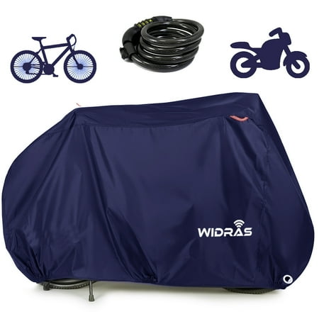 Widras Bicycle and Motorcycle Cover for Outdoor Storage Bike Heavy Duty Rip stop Material, Waterproof & Anti-UV Protection from All Weather Conditions for Mountain & Road (Best Bike Cover Material)