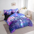 thumbnail image 3 of Feelyou Teens Mystic Castle Bedding Comforter Set 7 Pieces, Blue Purple Full Bedding Set, Dreamy Cherry Blossoms Reversible Fitted Sheet Flat Sheet, Ultra Soft Bedroom Decor, 3 of 7