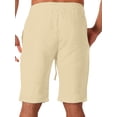 thumbnail image 4 of Mrrootc Men's Summer Cotton Linen Solid Elastic Waist Drawstings Mid Waist Casual Shorts, 4 of 4