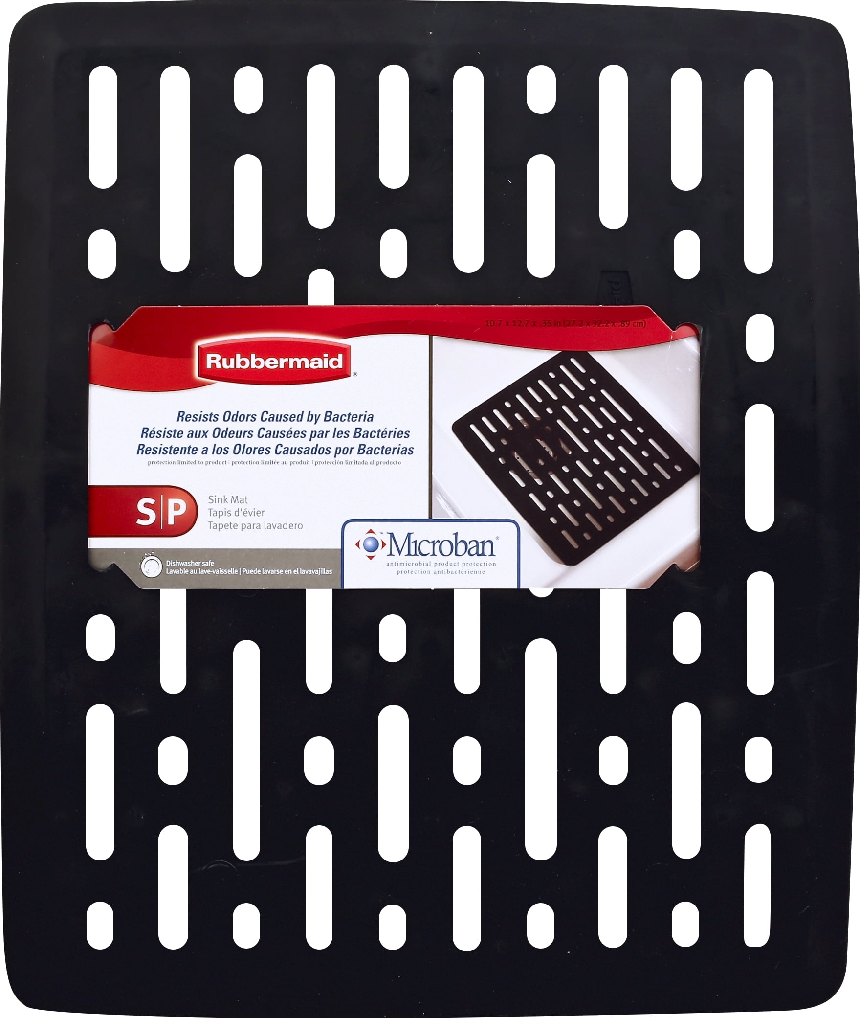 Rubbermaid® 1G1706BLA Enhanced Microban® Antimicrobial Sink Mat, Small