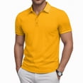 thumbnail image 2 of NOLDARES Mens Slim Fit Ribbed Polo Shirt Textured Knit Summer Golf Vacation Shirt(Yellow,M), 2 of 9