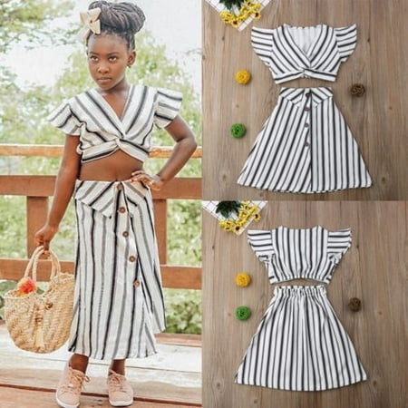 2019 Brand New summer girl childrens personality casual black and white striped suit size (Best Summer Suits 2019)
