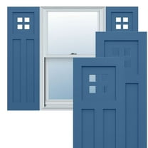 Ekena Millwork 18"W x 64"H True Fit PVC San Antonio Mission Style Fixed Mount Shutters, Sojourn Blue (Per Pair - Hardware Not Included)