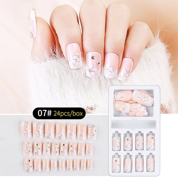WGOUP Fake Nails Reusable Stick On Nails Press on Full Cover False Nail  Tips 24PC,g(Buy 2 Get 1 Free) 