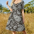 thumbnail image 4 of Paisley Short Sleeved Dress Summer Dresses Birthday Dress for Women Luxury 2025 Dress Party Night, 4 of 6