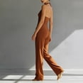 thumbnail image 5 of Miluxas Women's Halter 2 Piece Set Sleeveless Ruched Crop Top & High Waist Wide Leg Pants Outfit for Business Casual Brown, 5 of 5