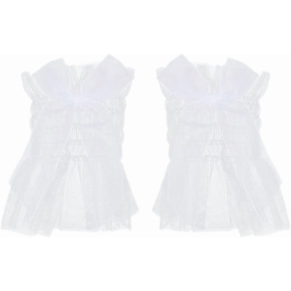 2 pair Bowknot Nylon Lace Sleeves False Sleeves Wrist Cuff Garment Accessories White 130x90~100x5mm Nylon