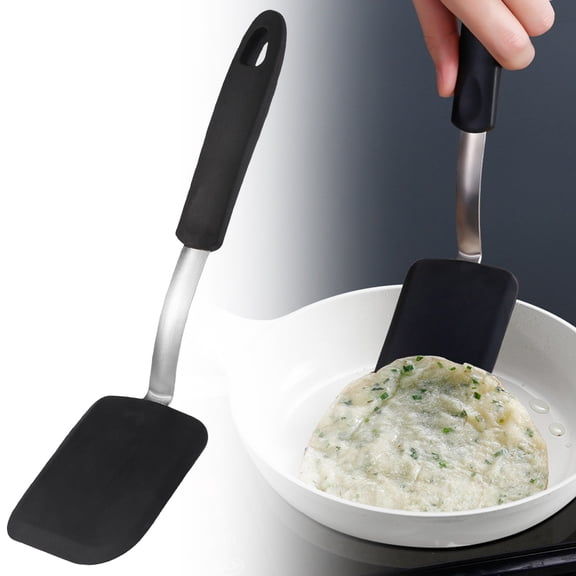 10-inch Silicone Spatula Turner – Non-Stick Heat-Resistant Mini Spatula with Stainless Steel Handle for Cooking, Baking, and Frying spatula for non stick frying pan