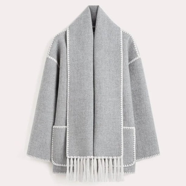 Fashion Loose Wool Coat With Scarf Women Elegant Pockets Long Sleeve Warm Jacket Lady 2023 Winter Single Breasted Thick Outwear