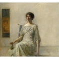 thumbnail image 2 of Thomas Wilmer Dewing 16x15 Gold Ornate Wood Frame and Double Matted Museum Art Print Titled - Lady with a Mask (1911), 2 of 4