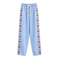 thumbnail image 5 of ZToonmas Solid Floral Embroidery Linen Barrel Pants for Women Drawstring Elastic Waist Loose Ankle Casual Cropped Pants with Side Pockets, 5 of 6