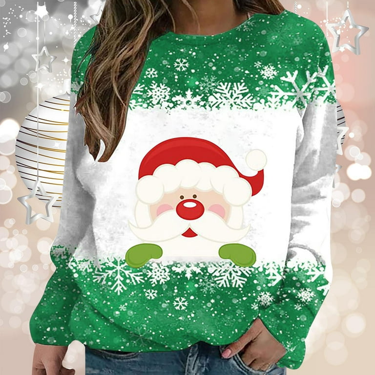 sales today clearance Colorblock Christmas Sweatshirts for Women