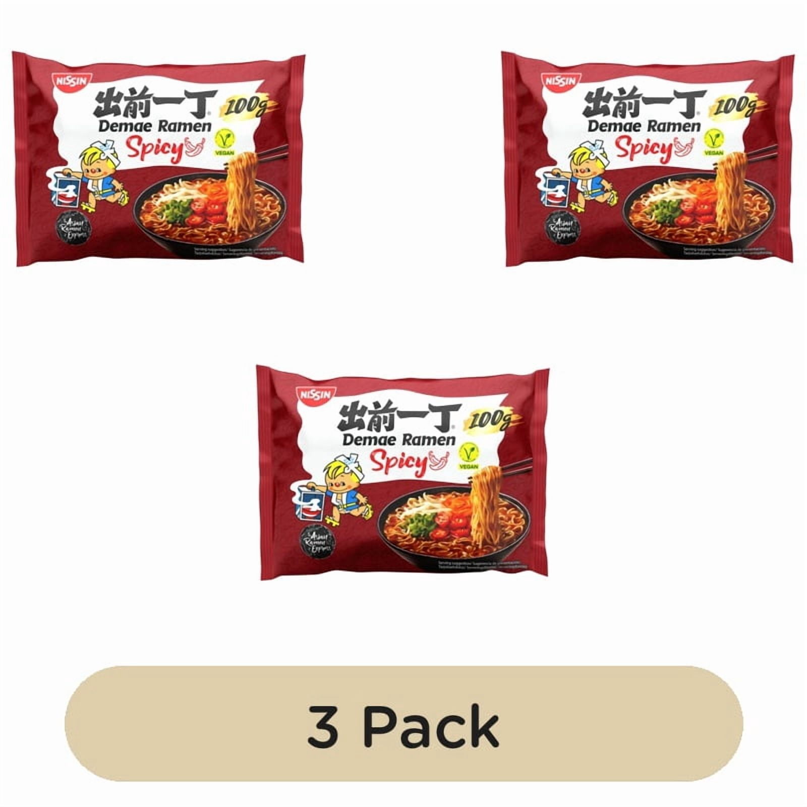 Nissin Demae Ramen Spicy Noodles 100g, British Import (Pack of 3)