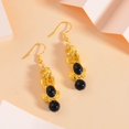 thumbnail image 2 of Shop LC Ion Plated Natural Yellow Gold Black Obsidian Dangle Drop Earrings Gift Ct 16.3, 2 of 9