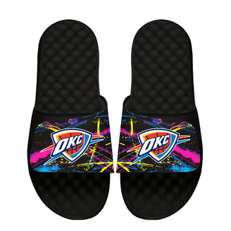 Islide OKC thunder slip on basketball flip flops Unisex Oklahoma City Thunder ISlide Cream Primary Motive  main image 3