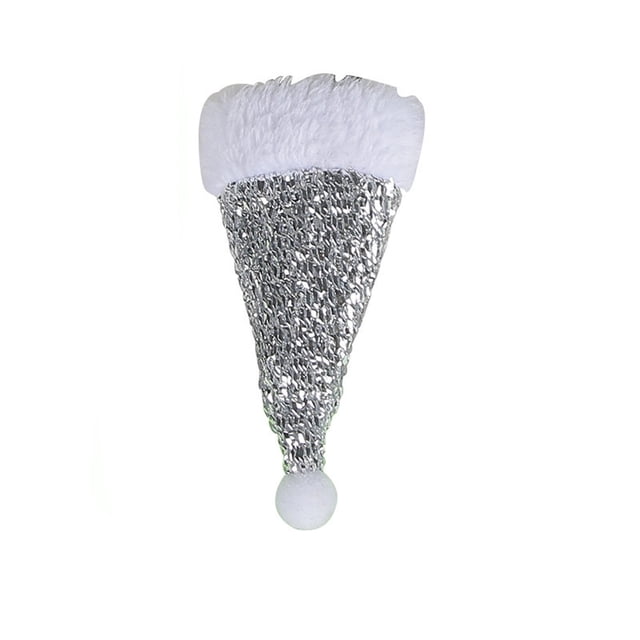 mfyjkho Juego de 6 mini sombreros navideños con cuchillo y tenedor, adornos de escritorio con lentejuelas para decoración navideña, 12,5 x 7 cm