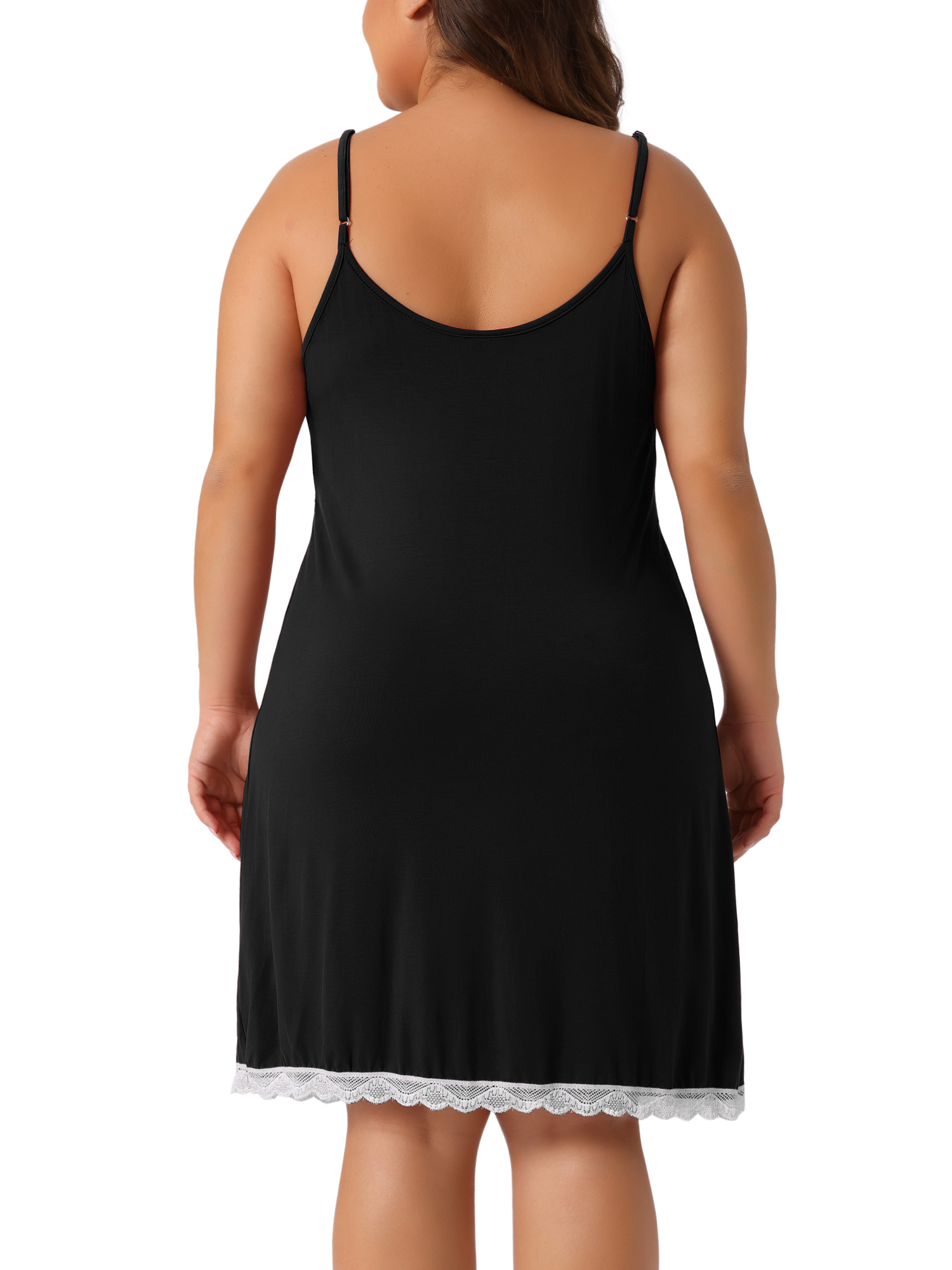 DARING DIVA Women's Plus Lace Strap Babydoll Chemise Nightgown 1X Black