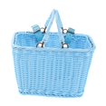 thumbnail image 2 of Cesta de bicicleta de mimbre para niños, cesta de bicicletas con manijas lavables y portátiles para niños, accesorios tejidos para el ciclismo al aire azul, 2 of 9
