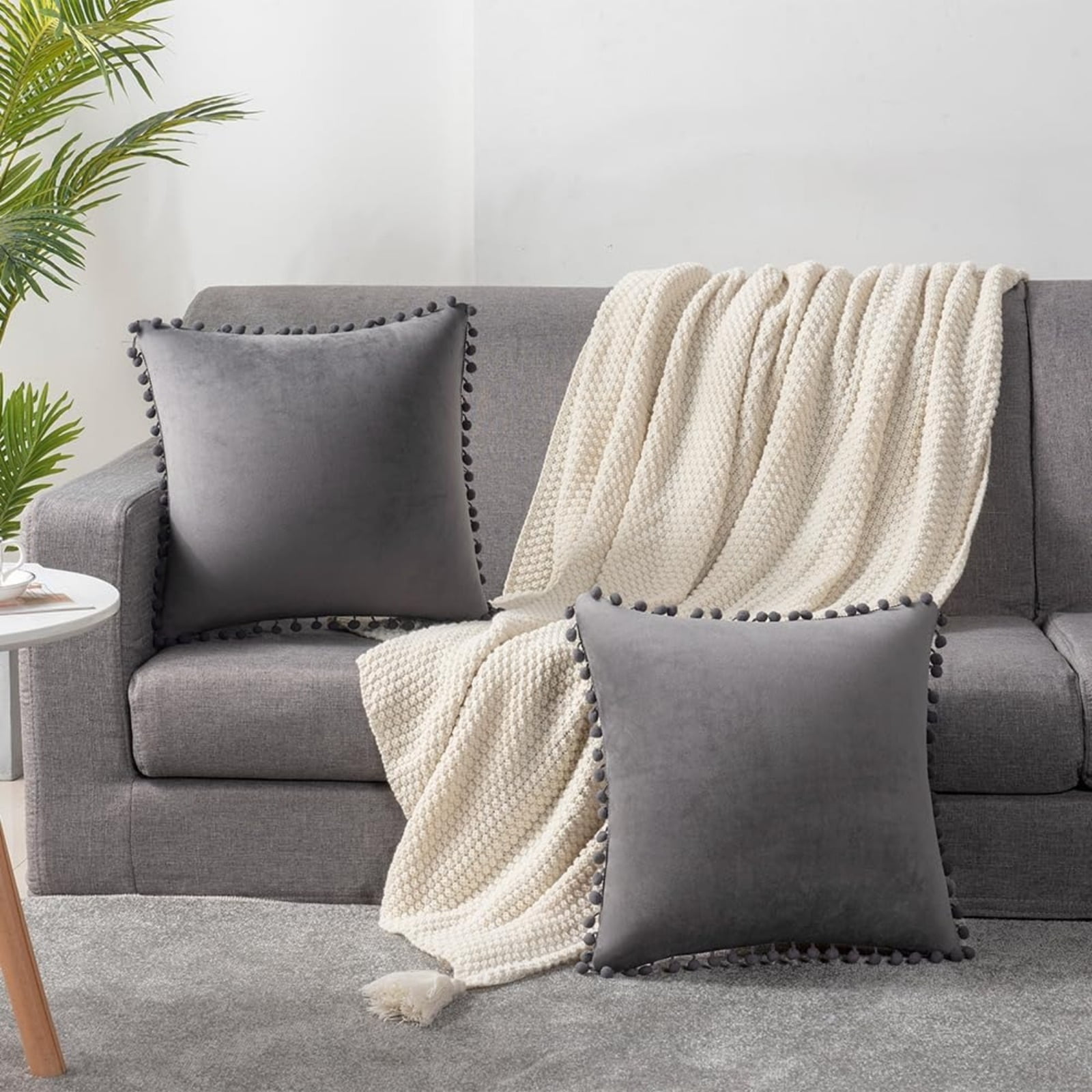 20×20 Inch Decorative Throw Pillow Cover 2-Pack Soft Textured Accent Cushion for Sofa Bed Living Room Home Decor