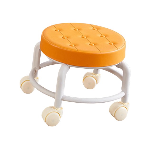 Taburete con ruedas Reposapiés Ruedas giratorias universales Taburete con ruedas giratorio de 360 grados Taburete con ruedas de baja altura Peluquería naranja Soledad Asiento rodante bajo
