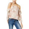 thumbnail image 2 of American Rag Womens Ruffled Knit Blouse, Off-White, Small, 2 of 2