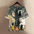 thumbnail image 6 of Godom Halloween T Shirts for Women Oversized Shirt Ghost Graphic Button Casual Short Sleeve Tees, 6 of 7