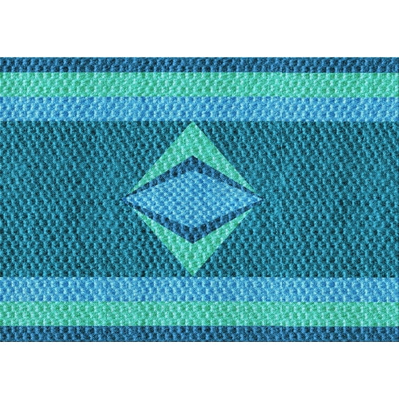 Ahgly Company Indoor Rectangle Patterned Blue Eyes Blue Area Rugs, 6' x 9'