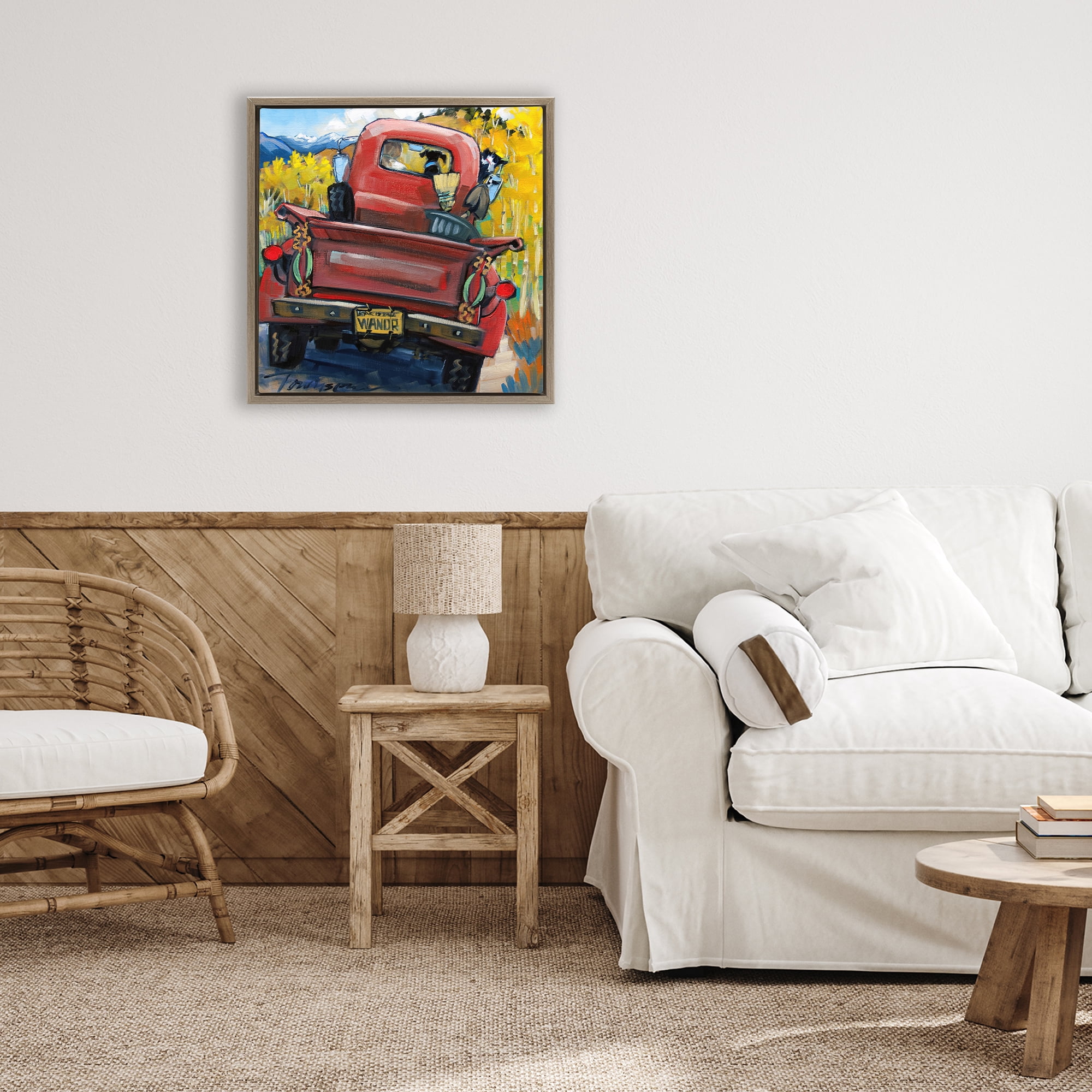 Stupell Industries Wander Truck Through Wheat Grass Brown Framed Floater Canvas Wall Art, design by CR Townsend