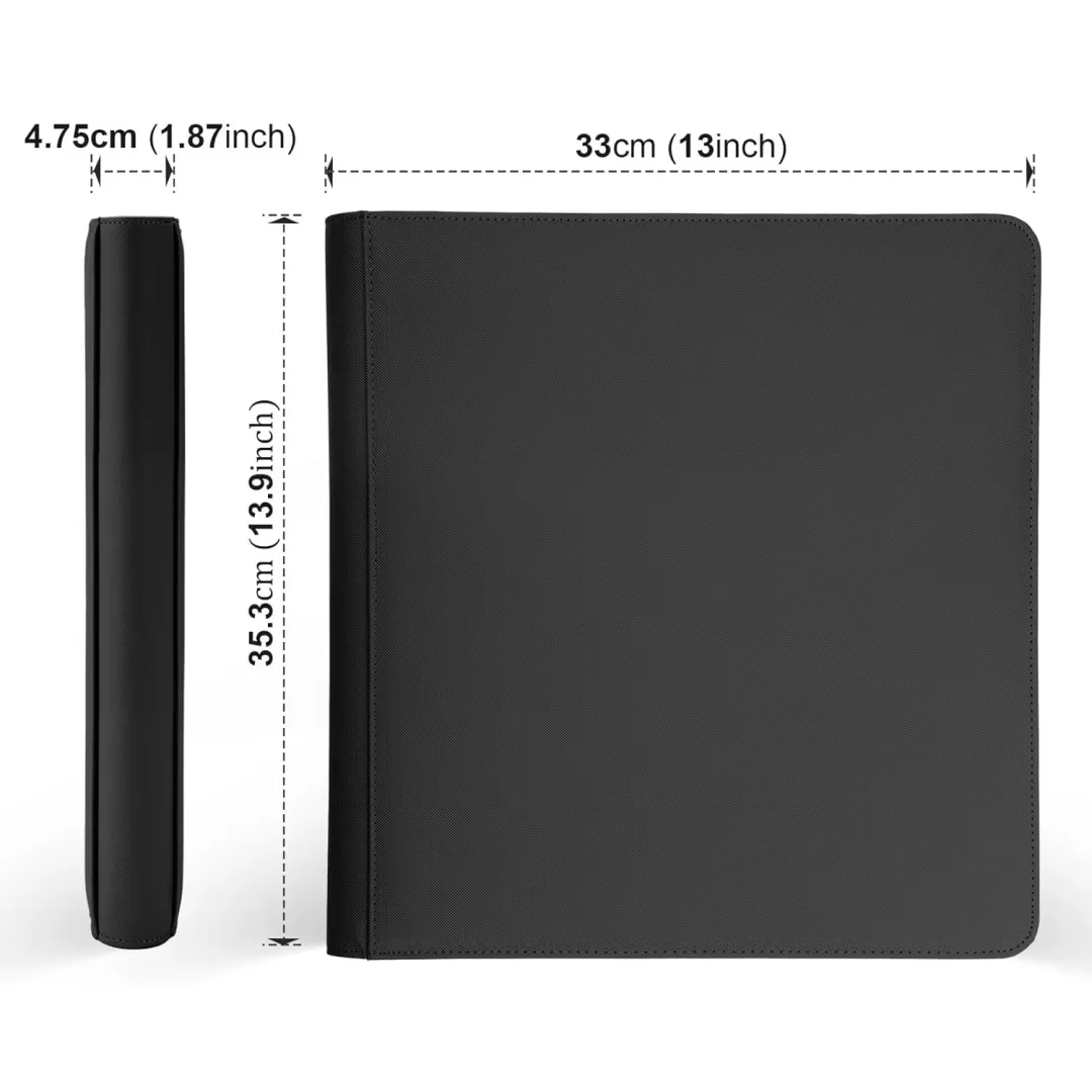12 Pocket Card Binder, Premium Zip Trading Card Binder, 720 Double Sided Pocket PU Collection Binder, Collector Album, Card Folder for MTG, TCG, Sports Cards (Black)