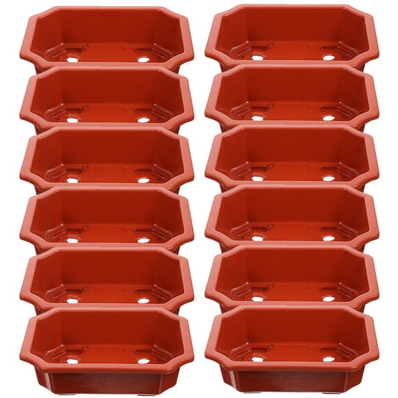 Toyvian Set of 12 Dark Red Plastic Planter Pots with Drainage Holes for Indoor and Outdoor Gardening