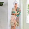 thumbnail image 5 of Zipper Robes for Women Lightweight Loose Fit Summer Housecoats for Women Zipper Front 3/4 Length Sleeve Knee Length Vintage Floral Print Casual Pajama Sleepwear with Pockets Army Green XXL, 5 of 7