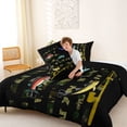 thumbnail image 4 of jejeloiu Camo Fishing Full Size Comforter Sets,Bass Rod Print Bedding Comforter Set For Boys,Green Black,Black Reversible,3 Pieces,1 Comforter and 2 Pillowcases, 4 of 7